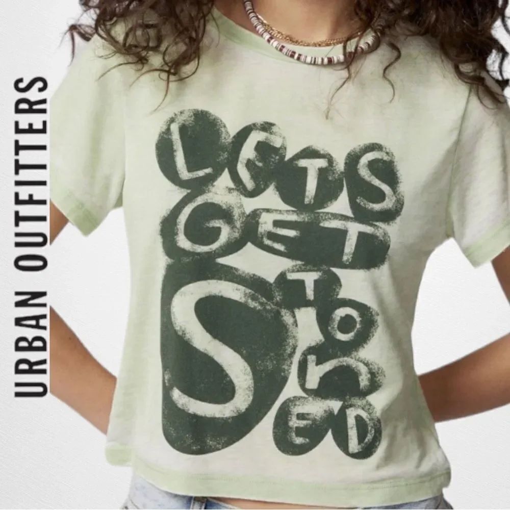 UO Urban Outfitters Lets Get Stoned Baby Tee Shirt T-Shirt NEW S M